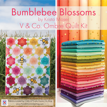 Bumblebee Blossoms pattern by Krista Moser and V & Co. Ombre quilt kit 