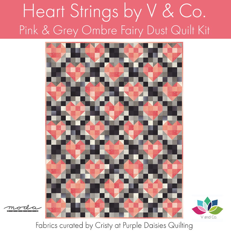 Heart Strings by V & Co. - Pink/Grey Quilt Kit