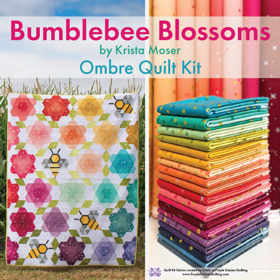 Bumblebee Blossoms  Pattern and ombre fabric Quilt Kit by Krista Moser