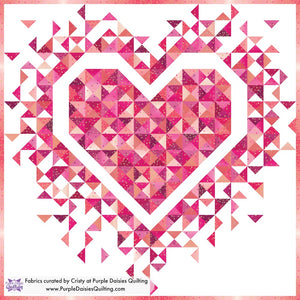 Quilt kit for Exploding Heart by Slice of Pi Quilts with V and Co. Ombre fabrics