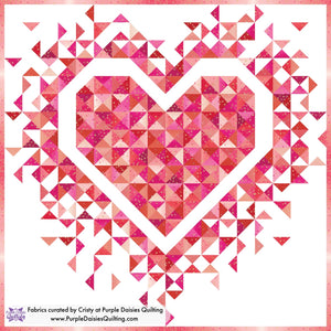 Quilt kit for Exploding Heart by Slice of Pi Quilts with V and Co. Ombre fabrics