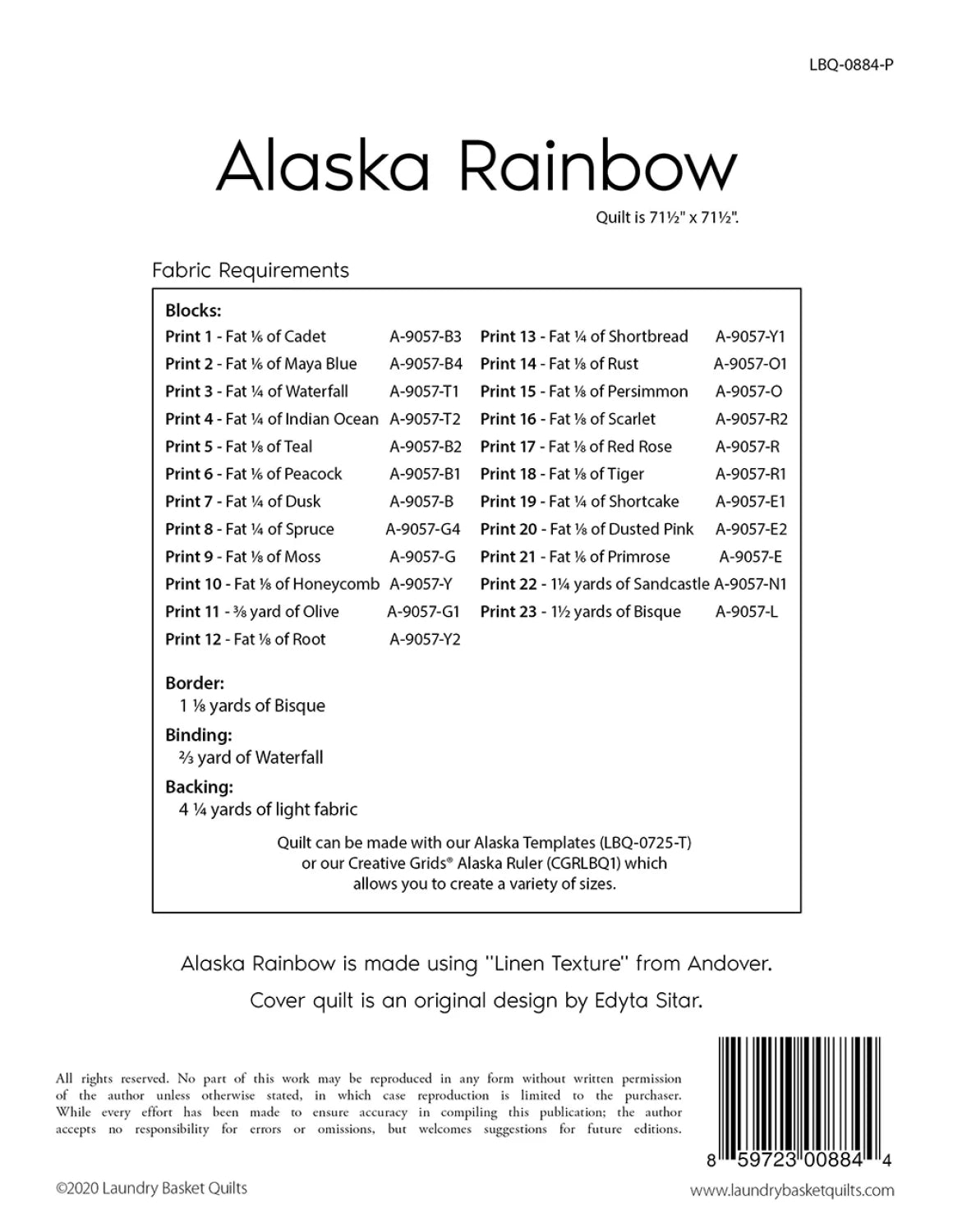 Alaska Rainbow quilt pattern by Laundry Basket Quilt featuring Linen Texture fabrics