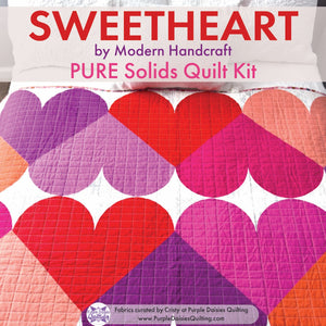 Sweetheart quilt pattern by Modern Handcraft with PURE Solids fabric quilt kit