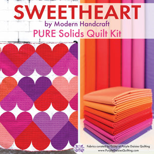 Sweetheart quilt pattern by Modern Handcraft with PURE Solids fabric quilt kit