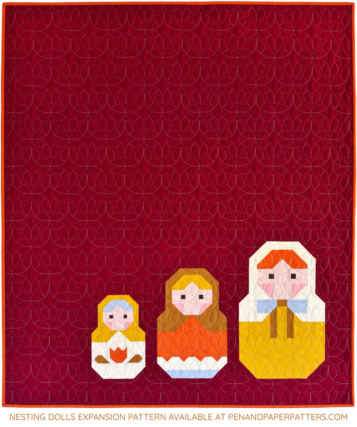 Nesting Dolls Expansion quilt pattern by Pen + Paper Patterns quilt kit with PURE Solids by Art Gallery Fabrics