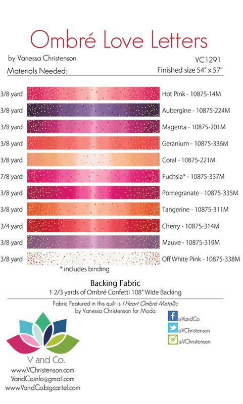 Ombre Love Letters by V & Co. + Quilt Kit