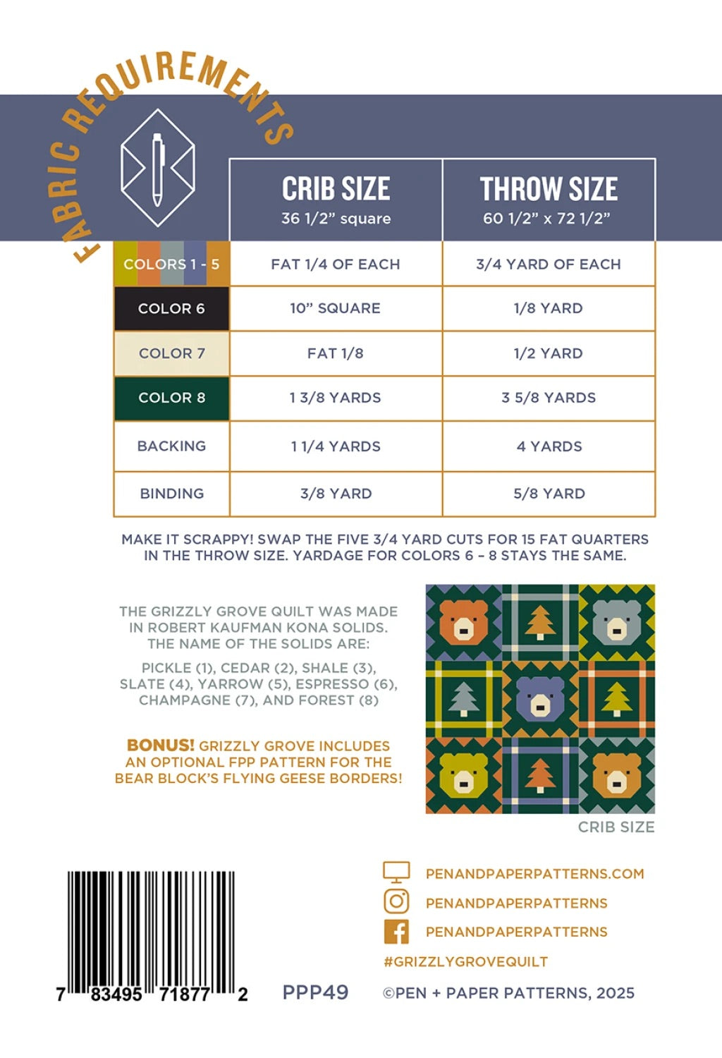 Grizzly Grove quilt pattern by Pen + Paper Patterns