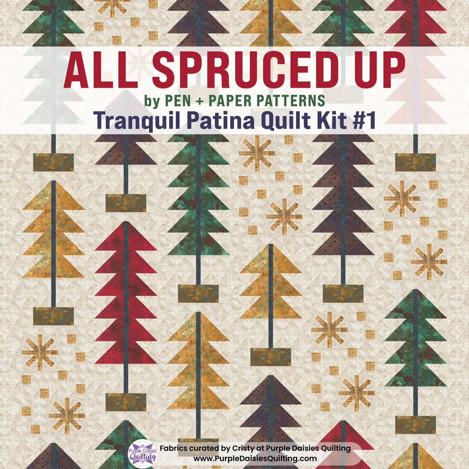 All Spruced Up quilt pattern by Pen + Paper Patterns quilt kit with Tranquil Patina fabrics by Debbie addy for Moda