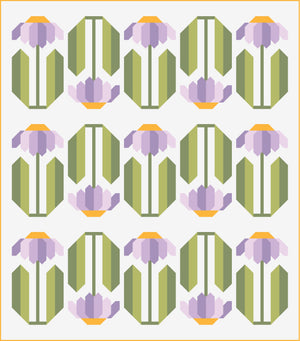 Everbloom quilt pattern and quilt kit with purple fabrics by Pen + Paper Patterns