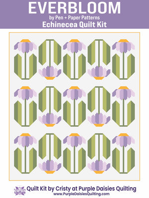 Everbloom quilt pattern and quilt kit with purple fabrics by Pen + Paper Patterns