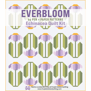 Everbloom quilt pattern and quilt kit with purple fabrics by Pen + Paper Patterns