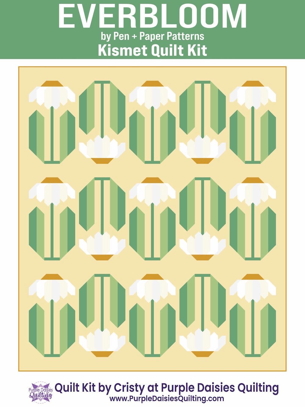 Everbloom quilt pattern and quilt kit fabrics by Pen + Paper Patterns