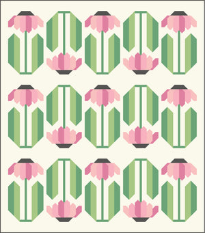 Everbloom quilt pattern and quilt kit with pink fabrics by Pen + Paper Patterns
