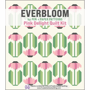 Everbloom quilt pattern and quilt kit with pink fabrics by Pen + Paper Patterns