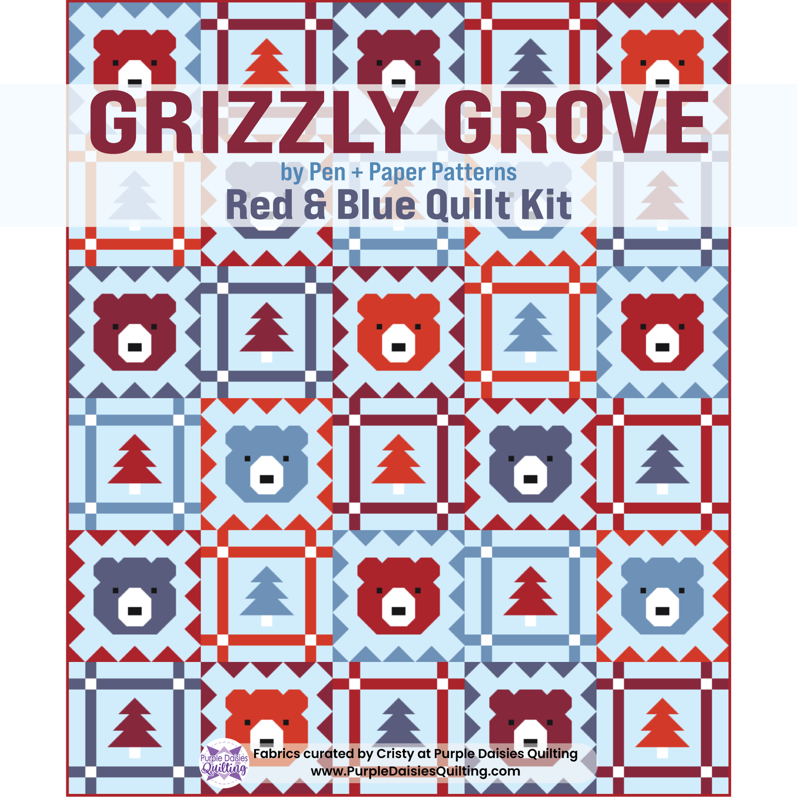 Grizzly Grove by Pen + Paper Patterns quilt kit by Purple Daisies Quilting