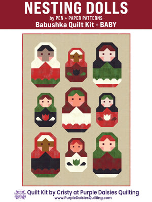 Nesting Dolls quilt pattern by Pen + Paper Patterns quilt kit with PURE Solids by Art Gallery Fabrics