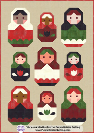 Nesting Dolls quilt pattern by Pen + Paper Patterns quilt kit with PURE Solids by Art Gallery Fabrics