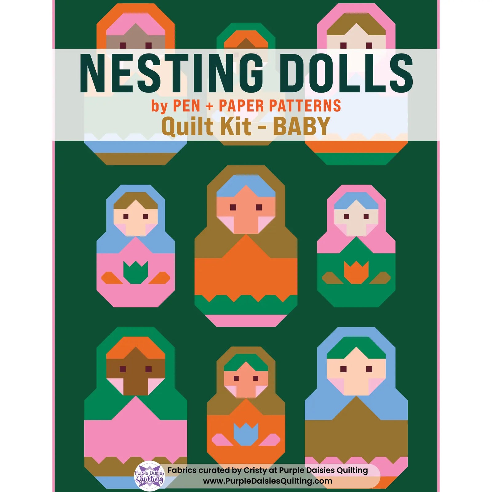 Nesting Dolls quilt pattern by Pen + Paper Patterns quilt kit with PURE Solids by Art Gallery Fabrics