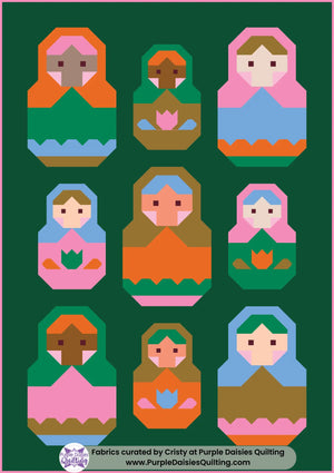 Nesting Dolls quilt pattern by Pen + Paper Patterns quilt kit with PURE Solids by Art Gallery Fabrics
