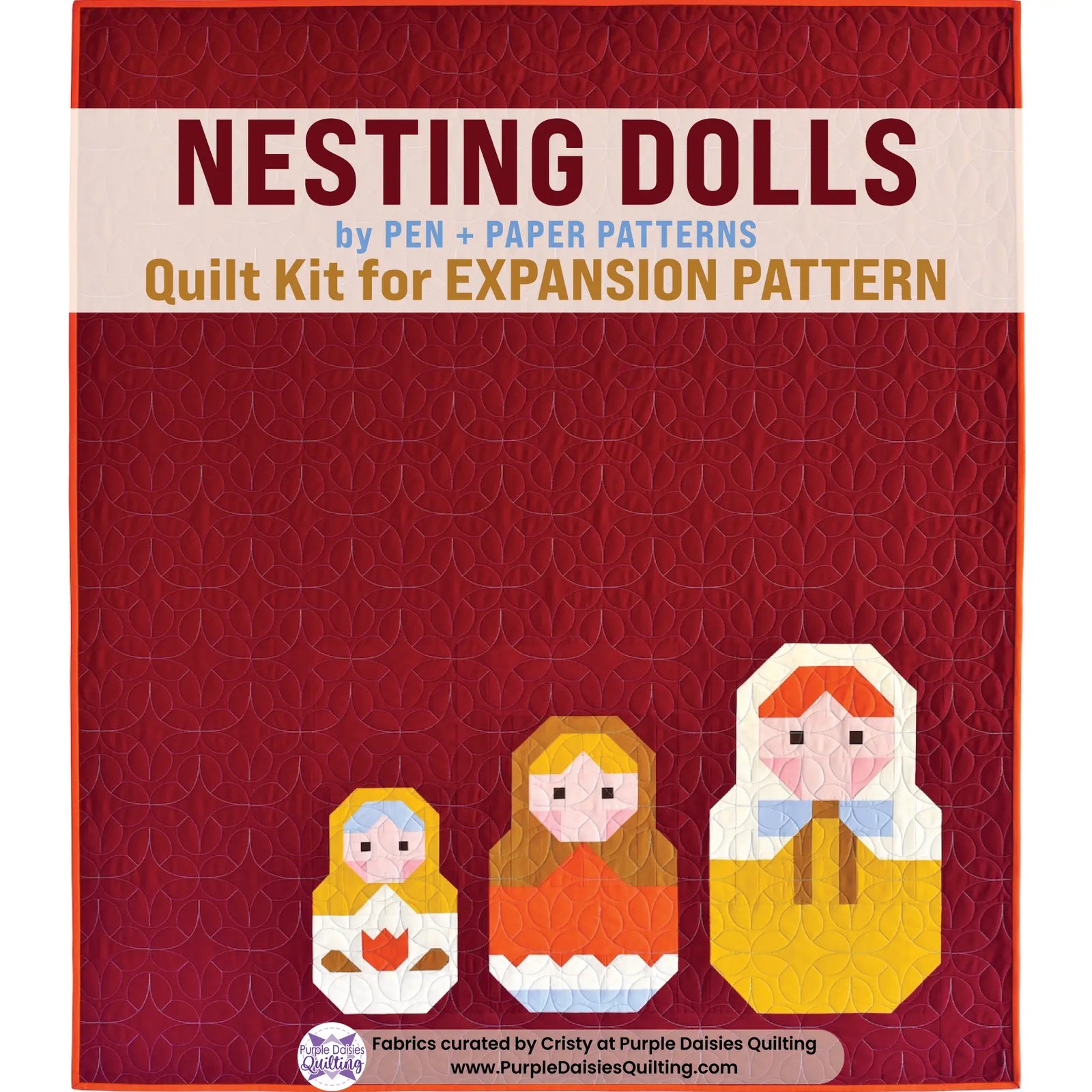 Nesting Dolls Expansion quilt pattern by Pen + Paper Patterns quilt kit with PURE Solids by Art Gallery Fabrics
