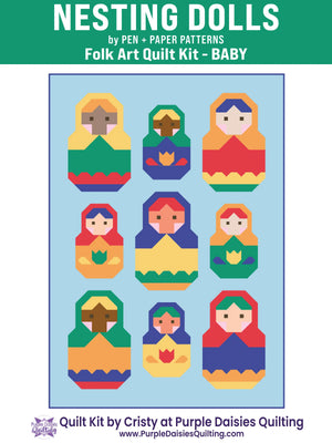 Nesting Dolls quilt pattern by Pen + Paper Patterns quilt kit with PURE Solids by Art Gallery Fabrics