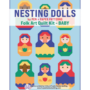 Nesting Dolls quilt pattern by Pen + Paper Patterns quilt kit with PURE Solids by Art Gallery Fabrics