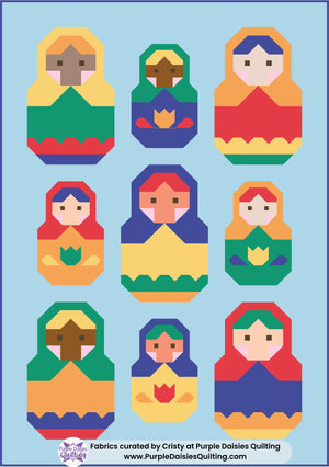 Nesting Dolls quilt pattern by Pen + Paper Patterns quilt kit with PURE Solids by Art Gallery Fabrics