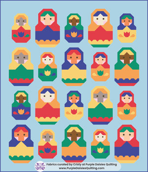 Nesting Dolls quilt pattern by Pen + Paper Patterns quilt kit with PURE Solids by Art Gallery Fabrics