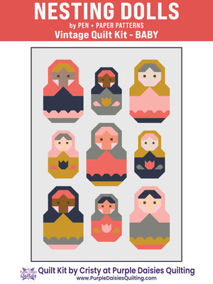 Nesting Dolls quilt pattern by Pen + Paper Patterns quilt kit with PURE Solids by Art Gallery Fabrics