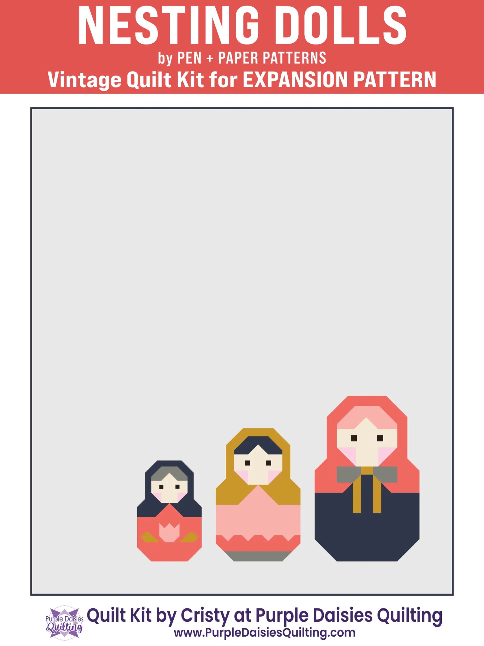 Nesting Dolls Expansion quilt pattern by Pen + Paper Patterns quilt kit with PURE Solids by Art Gallery Fabrics
