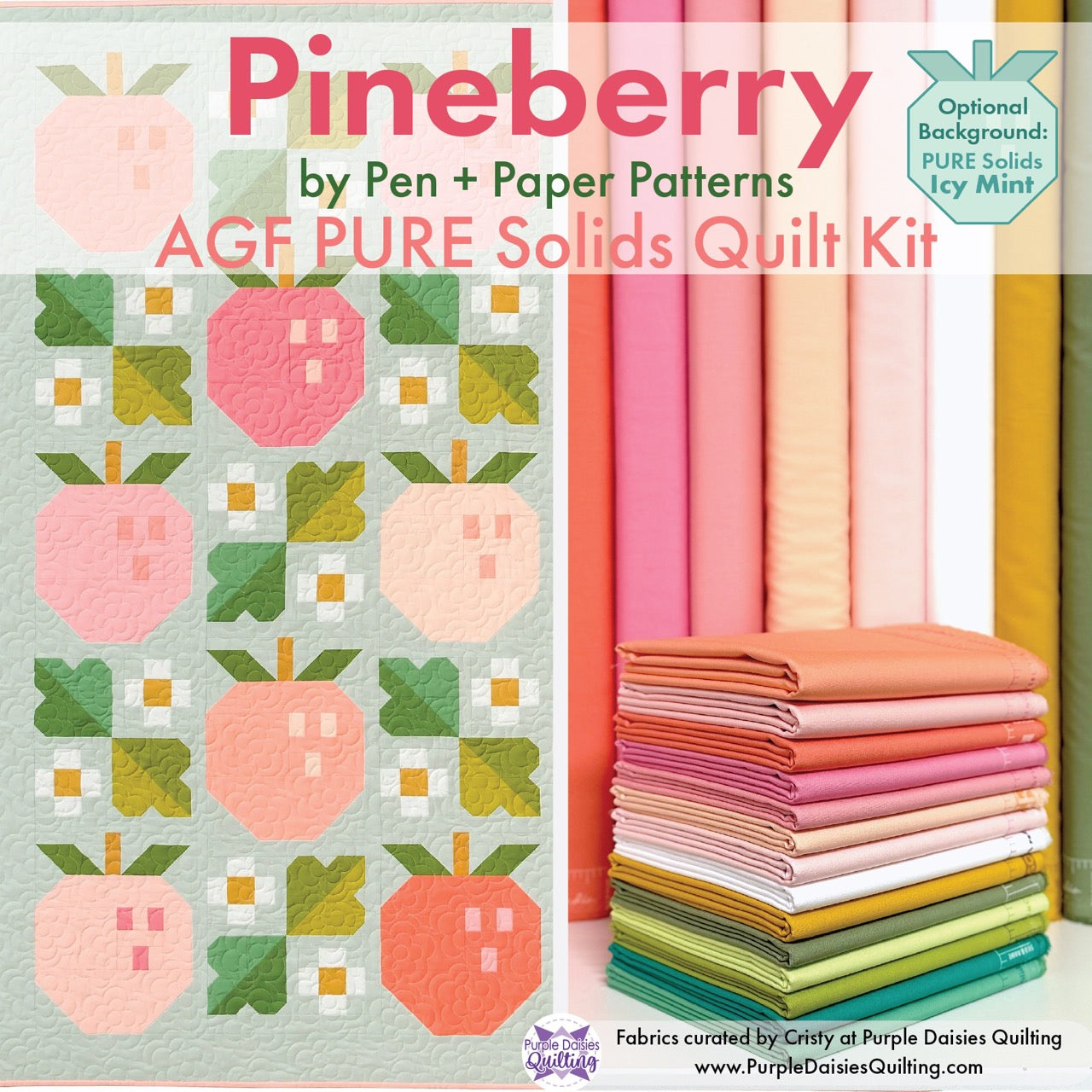 Pineberry • PURE Solids Quilt Kit • by Pen + Paper Patterns