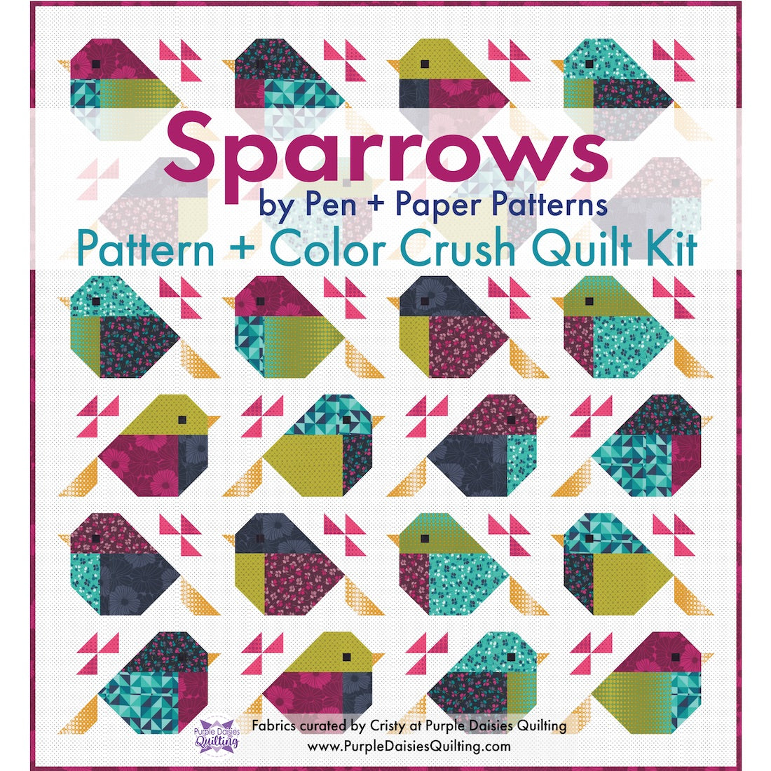 Sparrows Quilt by Pen + Paper Patterns with Color Crush fabrics by V and Co.