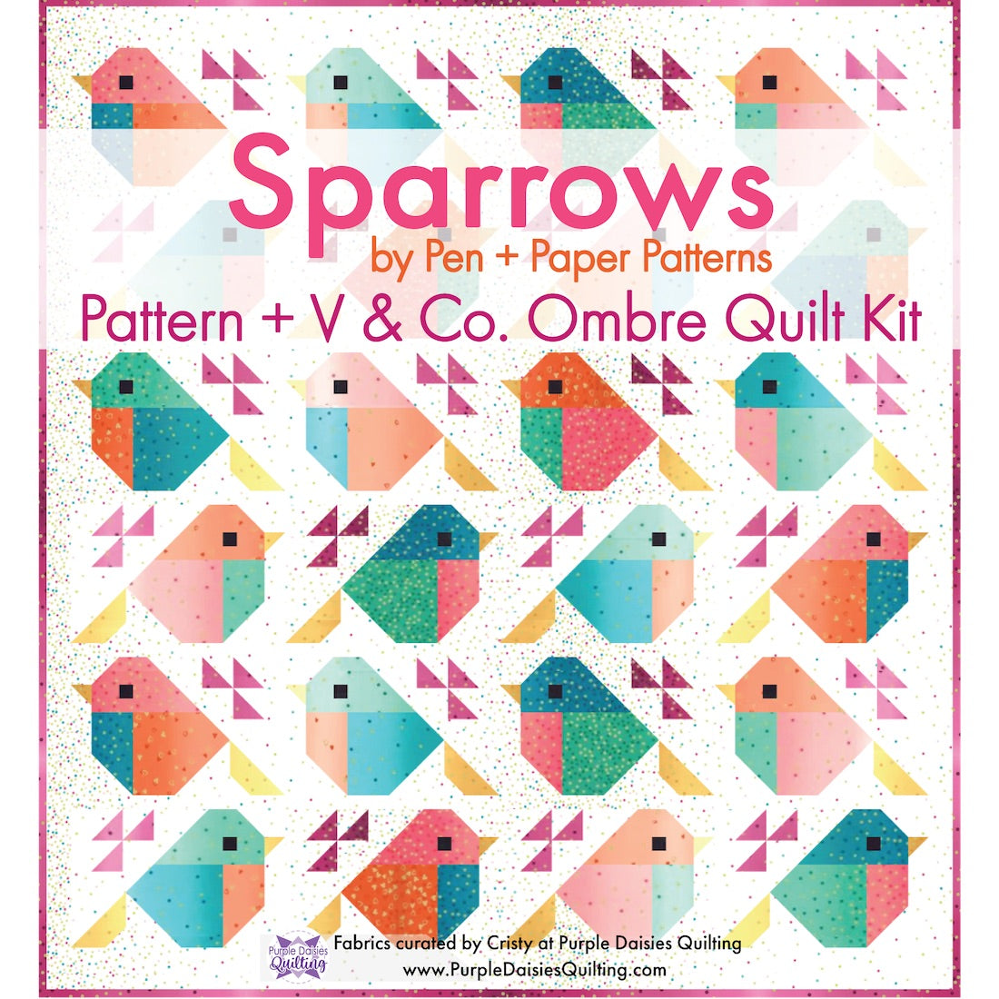 Sparrows Quilt by Pen + Paper Patterns with V and Co. Ombre quilt kit fabric