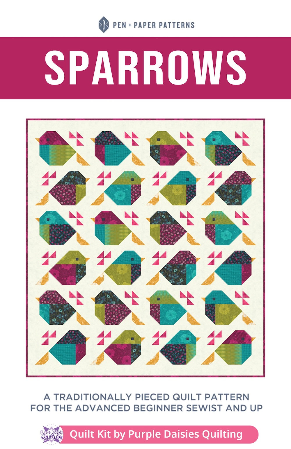 Sparrows Quilt by Pen + Paper Patterns with Color Crush fabrics by V and Co.