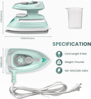 Piomatic Mini Travel Steam Iron for quilting, crafting, and traveling