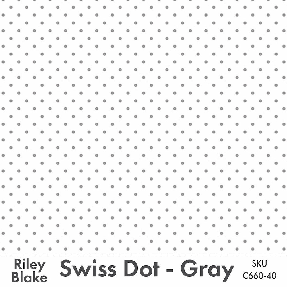Riley Blake • Swiss Dot Gray on White • C660R-40GRAY