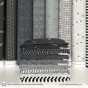 Spooky Night fabric bundle with Halloween and Fall themed fabrics from Moda, Art Gallery Fabrics, Riley Blake, and Dear Stella