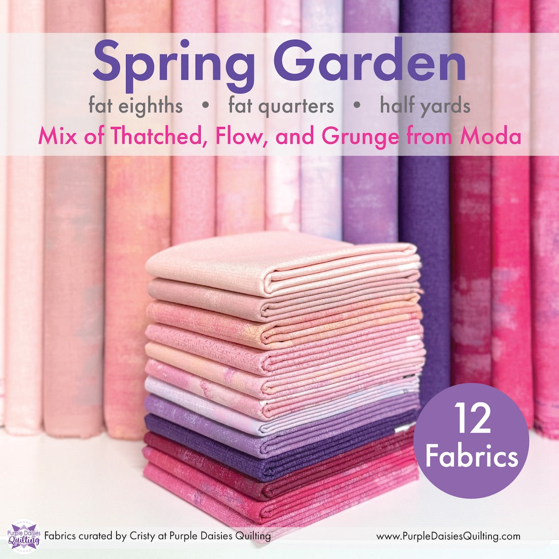 Spring Garden fabric bundle with  Grunge by BasicGrey, Thatched by Robin Pickens and Flow by Create Joy Project from Moda