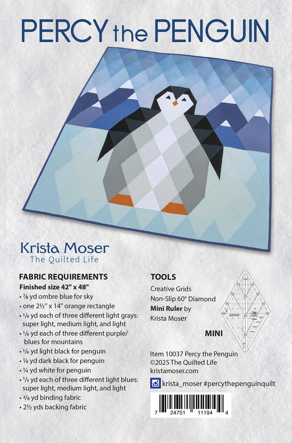Percy the Penguin quilt pattern by Krista Moser of A Quilted Life