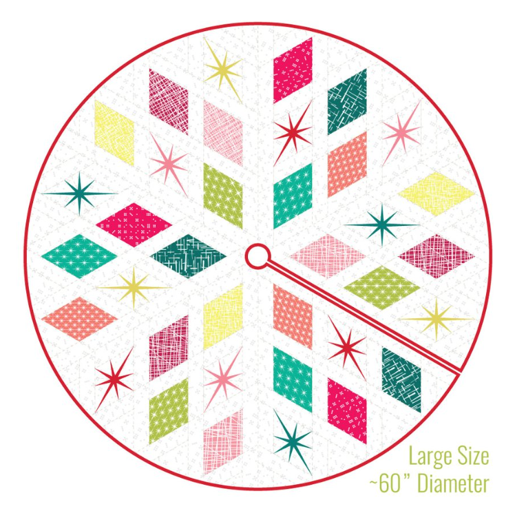 Atomic Starburst Tree Skirt Kit • in Pinks, Yellows, & Teal Greens