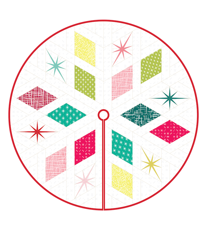 Atomic Starburst Tree Skirt Kit • in Pinks, Yellows, & Teal Greens