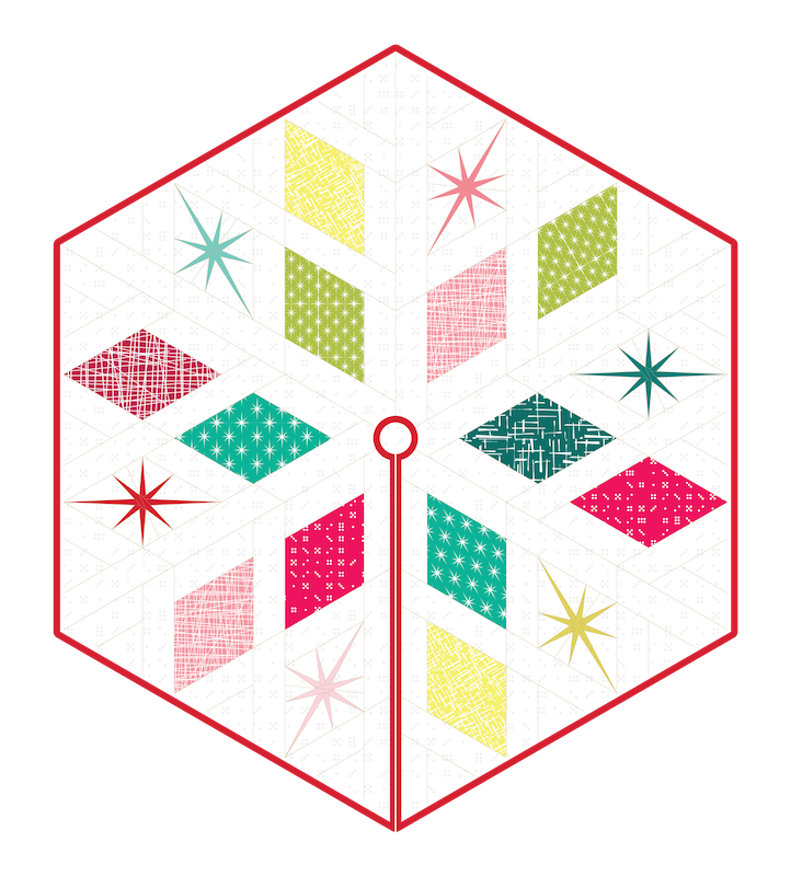 Atomic Starburst Tree Skirt Kit • in Pinks, Yellows, & Teal Greens