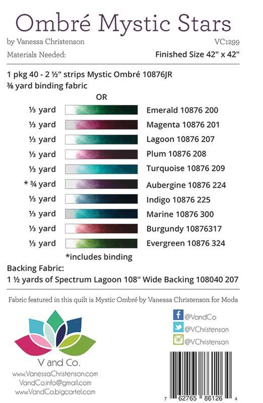 Ombre Mystic Stars quilt pattern by V and Co.