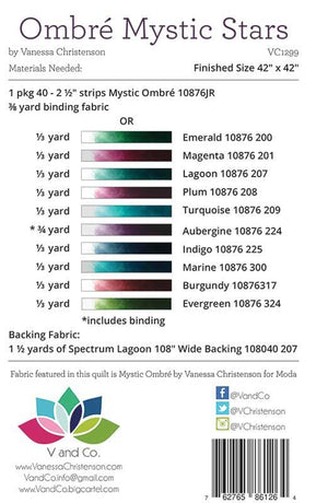 Ombre Mystic Stars quilt pattern by V and Co. fabric requirements