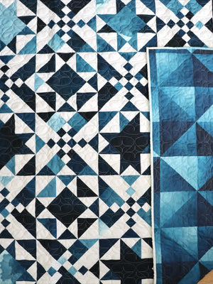 Ombre Pacific Breeze quilt pattern by V and Co. quilt with quilting and 108" wide Ombre Spectrum fabric from Moda