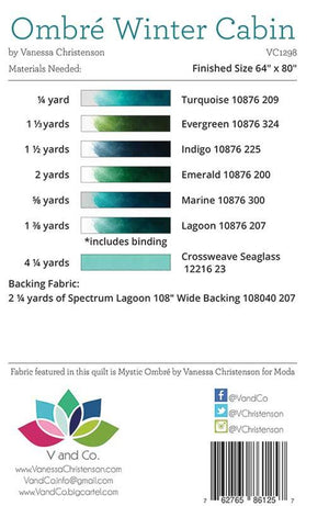 Ombre Winter Cabin pattern by V and Co. fabric requirements for Mystic Ombre