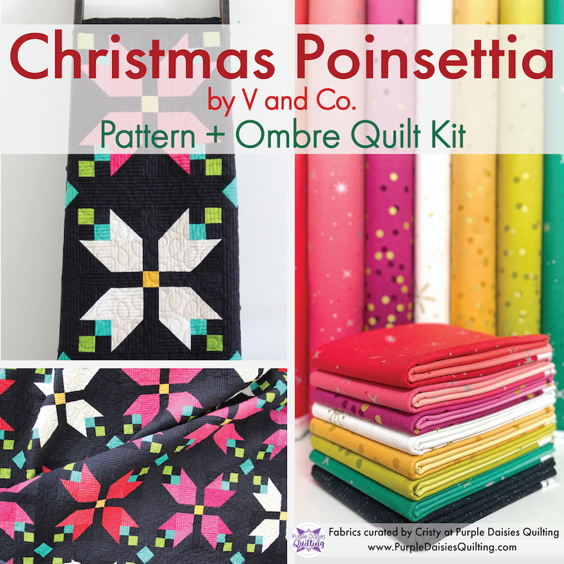 Christmas Poinsettia Quilt Kit • Ombres by V & Co.