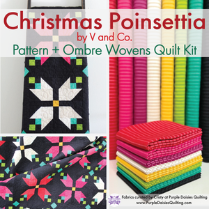 Christmas Poinsettia Quilt Kit • Ombre Woven Stripes by V & Co.