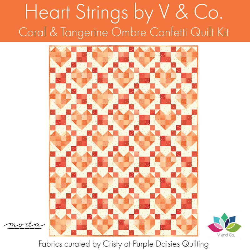 Heart Strings by V & Co. - Coral Quilt Kit