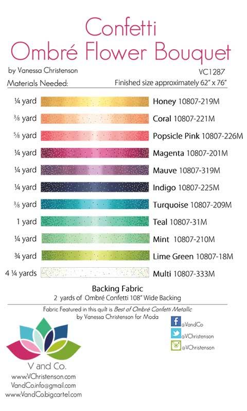 Confetti Ombre Flower Bouquet by V & Co. + Quilt Kit